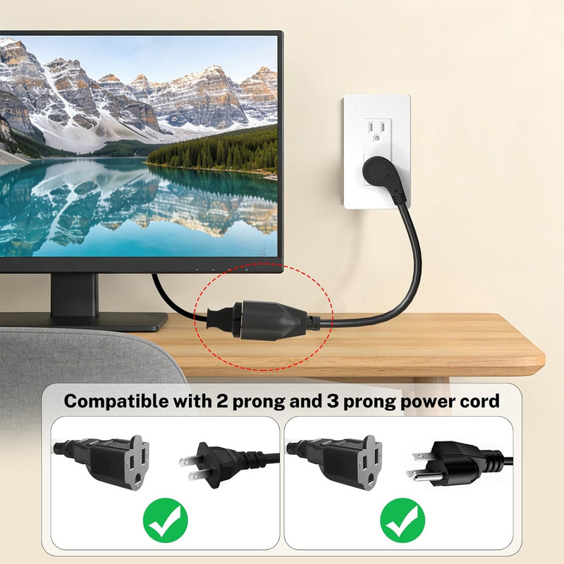 6Ft 15A Low Profile Flat Plug Extension Cord 14 AWG Black gallery