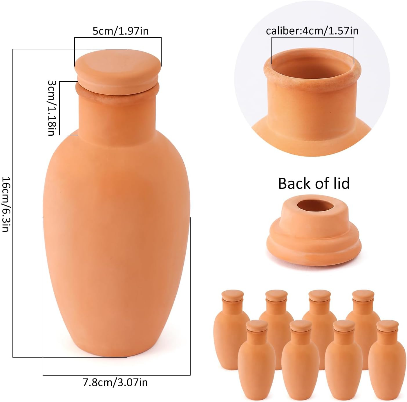 8Pcs Ollas Self Watering Terracotta Planter Terra Cotta Clay Watering Spikes for gallery