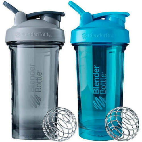 BlenderBottle Pro Series Shaker Cup Bottle 24OZ 2 Pack Leak Proof Blue & Grey gallery