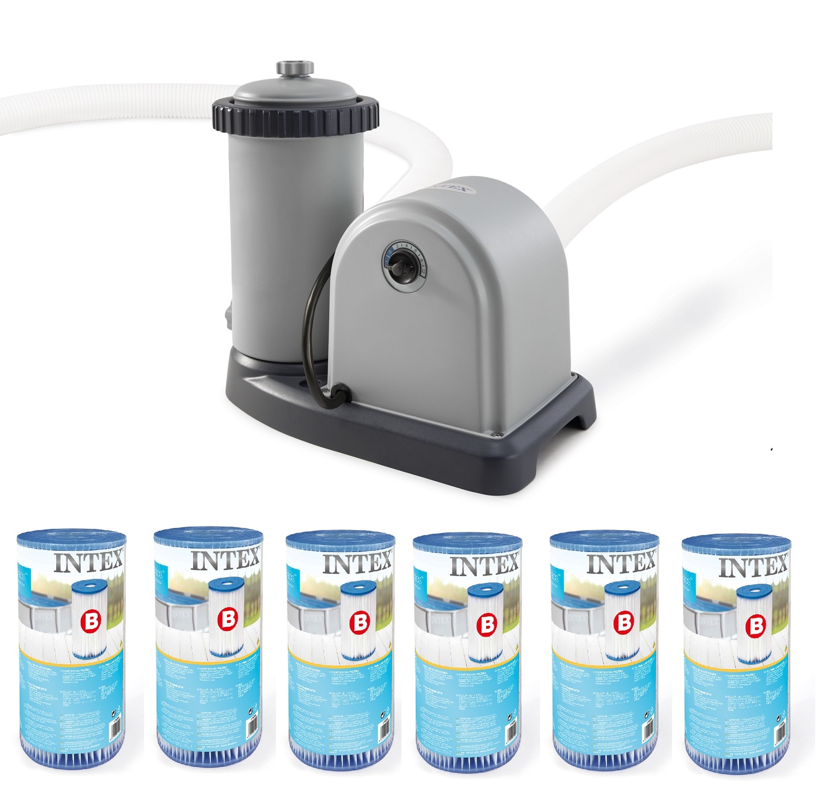 INTEX 2500 GPH Krystal Clear Pool Filter Pump with GCFI and 6 Type B Cartridges gallery