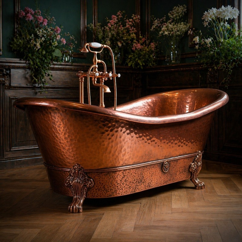 Heavy /Solid Copper Bathtub Hammered Aurelia 66"x32"x32" NO CUSTOMS TARIFF gallery