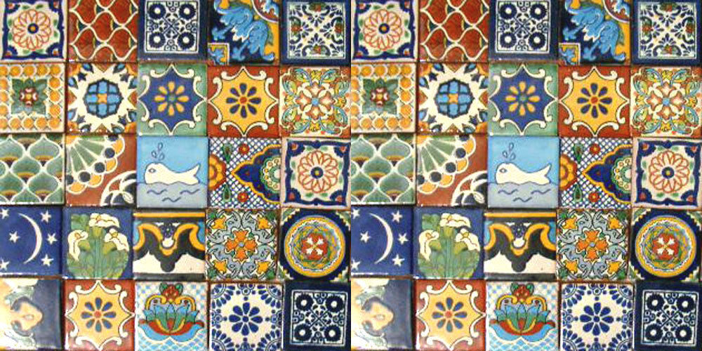 50 Assorted 2"x 2" Mexican Ceramic Tiles Handmade Hand painted SET #001 gallery
