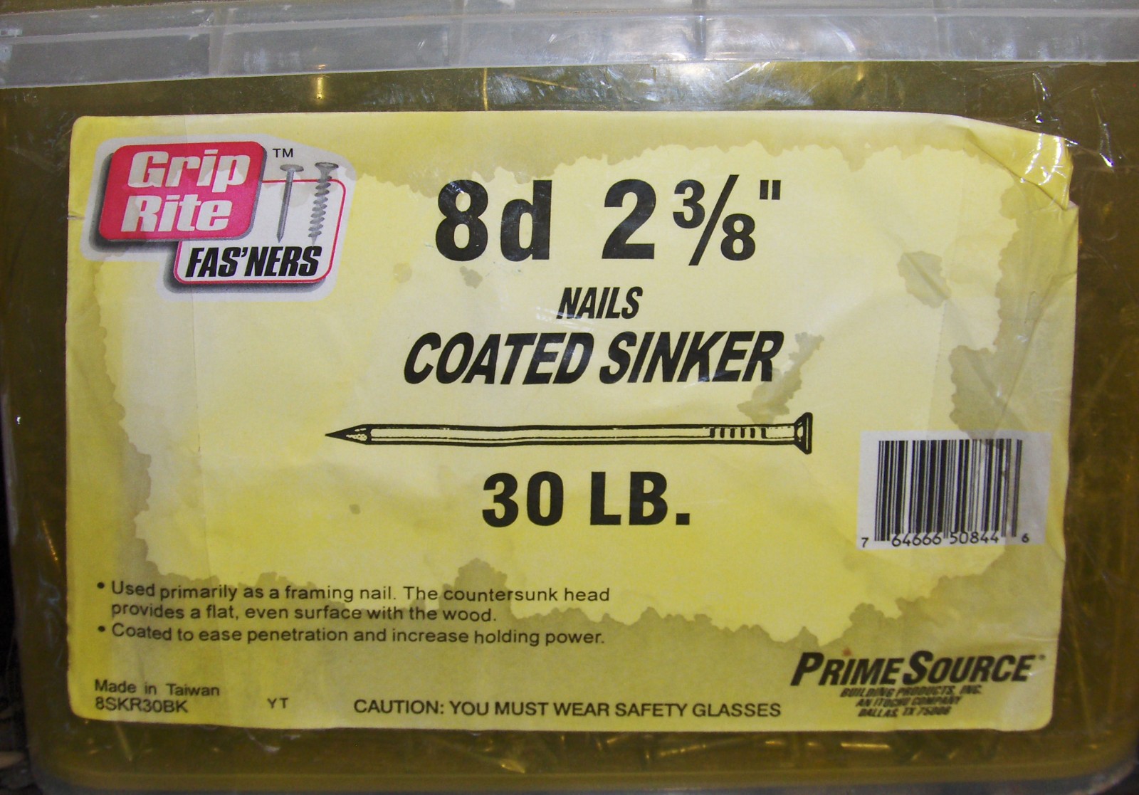 Grip-Rite 8d 2 3/8" Coated Sinker Nails Old Stock Open Box 20 lbs. gallery