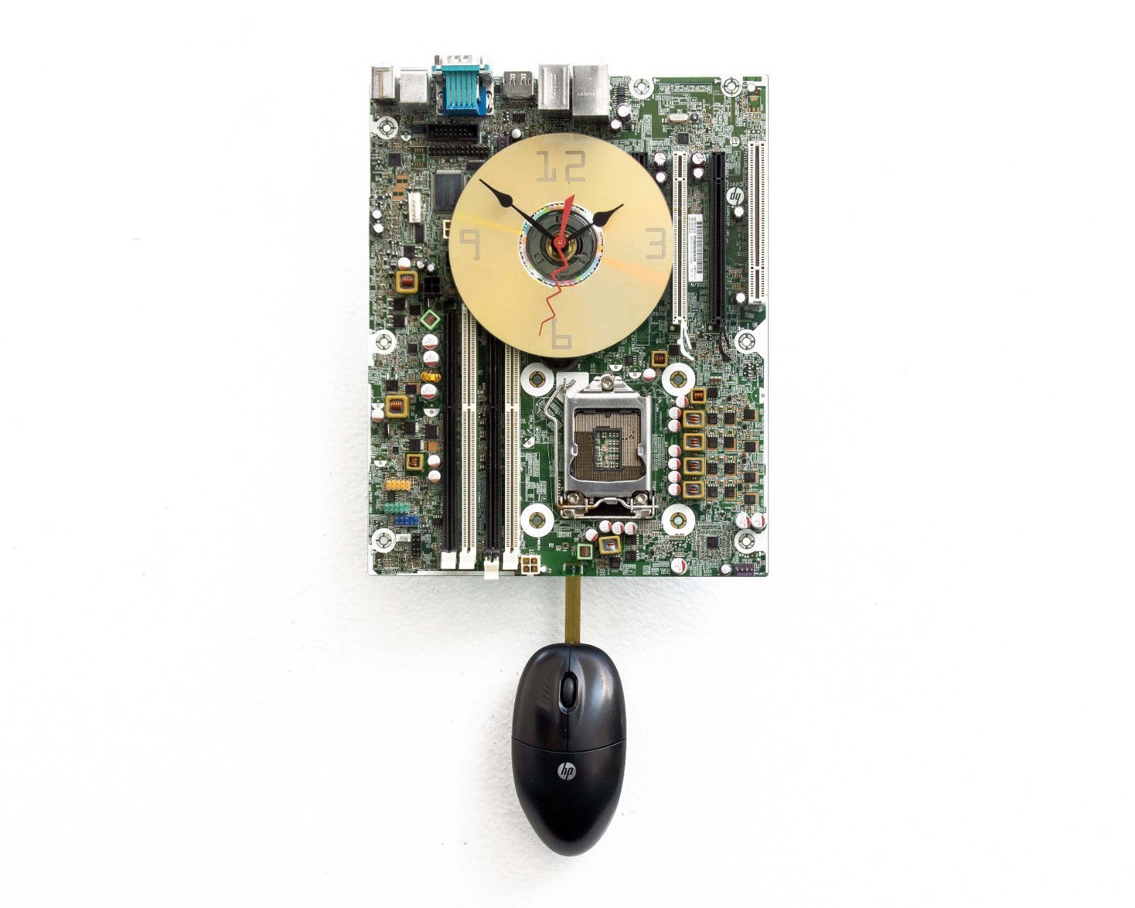 Recycled Computer Motherboard Pendulum wall clock, Quartz, time, upcycle, PC, gallery