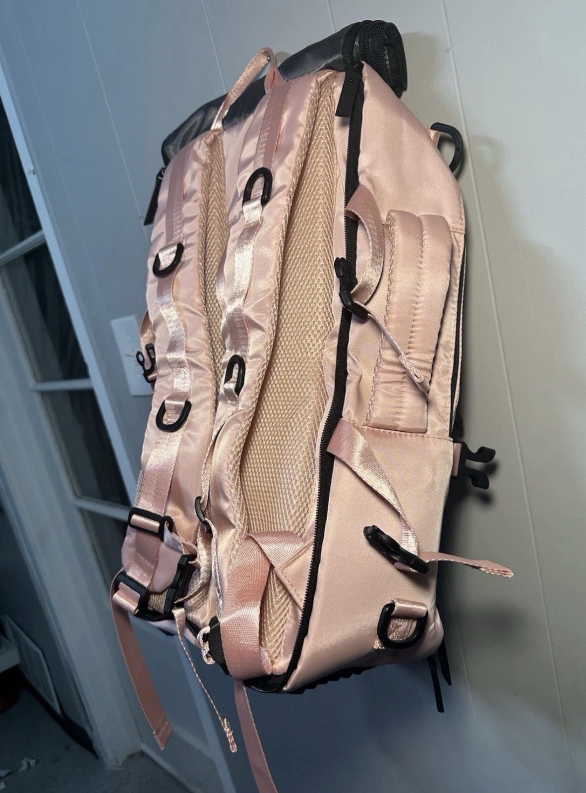 Pink Hiking Backpack USB Charging Port, Multiple Compartments, Adjustable Straps 5
