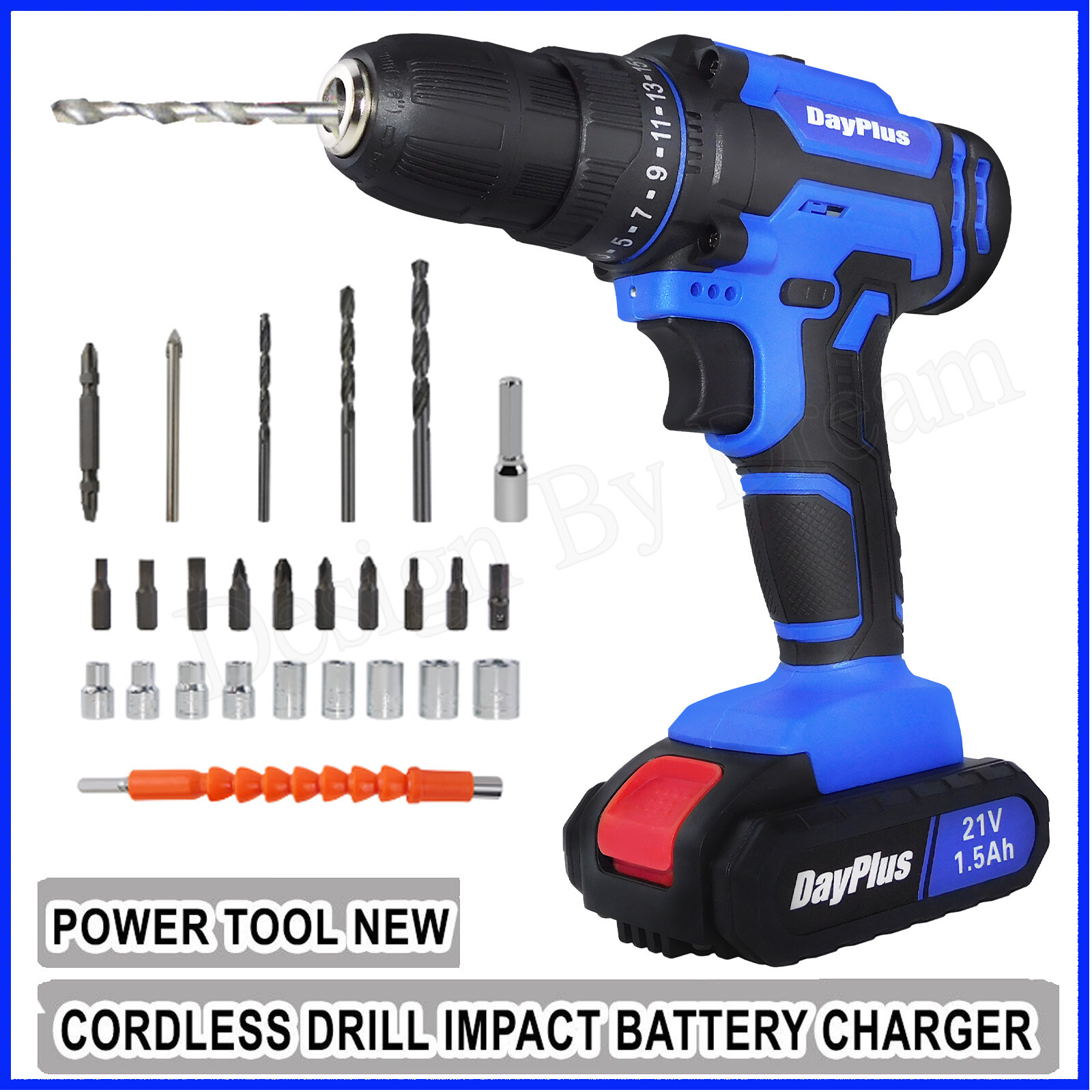 21-Volt drill 2 Speed Electric Cordless Drill / Driver with Bits Set / Battery gallery