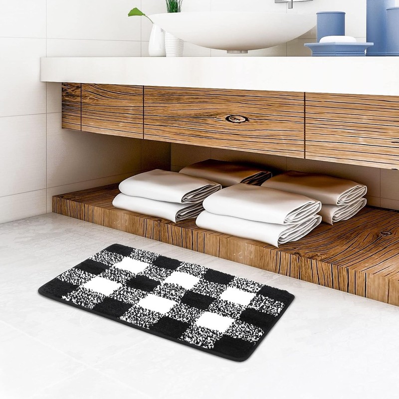 PiccoCasa Microfiber Plaid Pattern Bathroom Rugs+LINLA Indoor Doormat,Mud Mat gallery