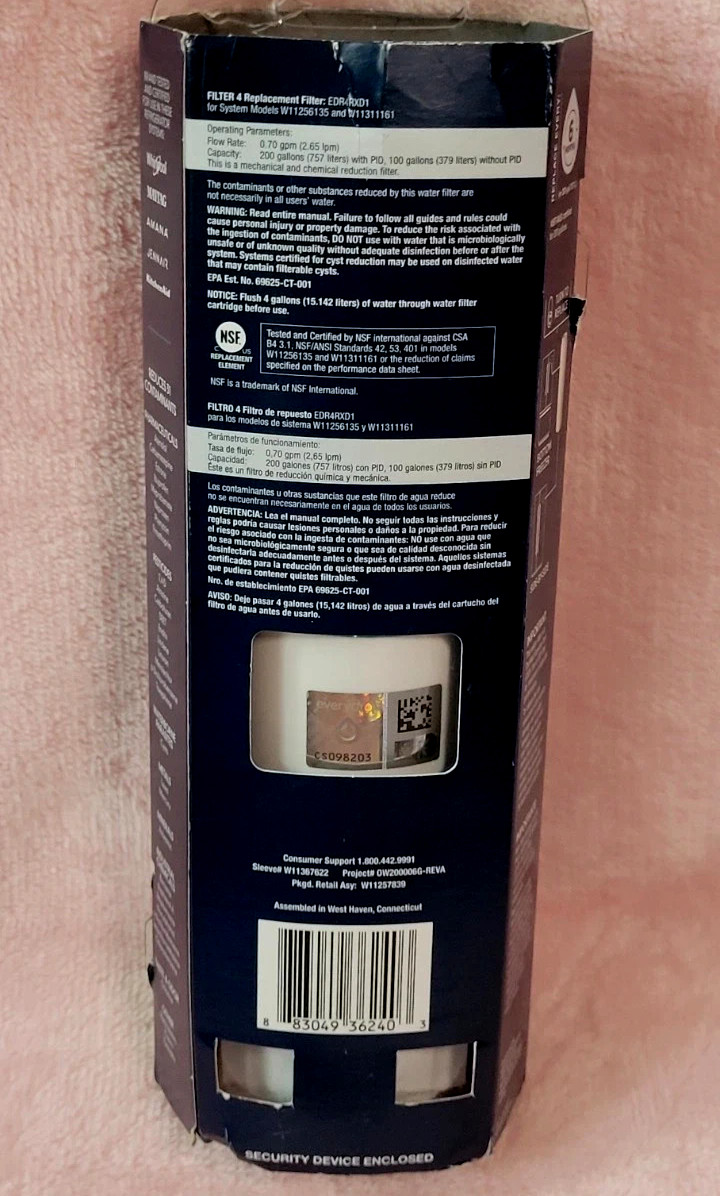 EveryDrop EDR4RXD1 EveryDrop Refrigerator Water Filter 4, NO BOX FACTORY SEALED gallery