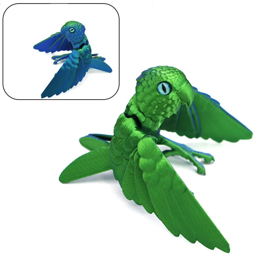 3D Printed Parrot Model Flexible Animal Statue Bird with Wings Moveable gallery