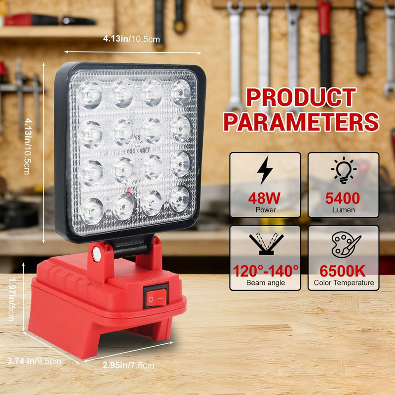 Cordless LED Work Light Compatible with Milwaukee M18 Battery, 5400 Lumens LED F gallery
