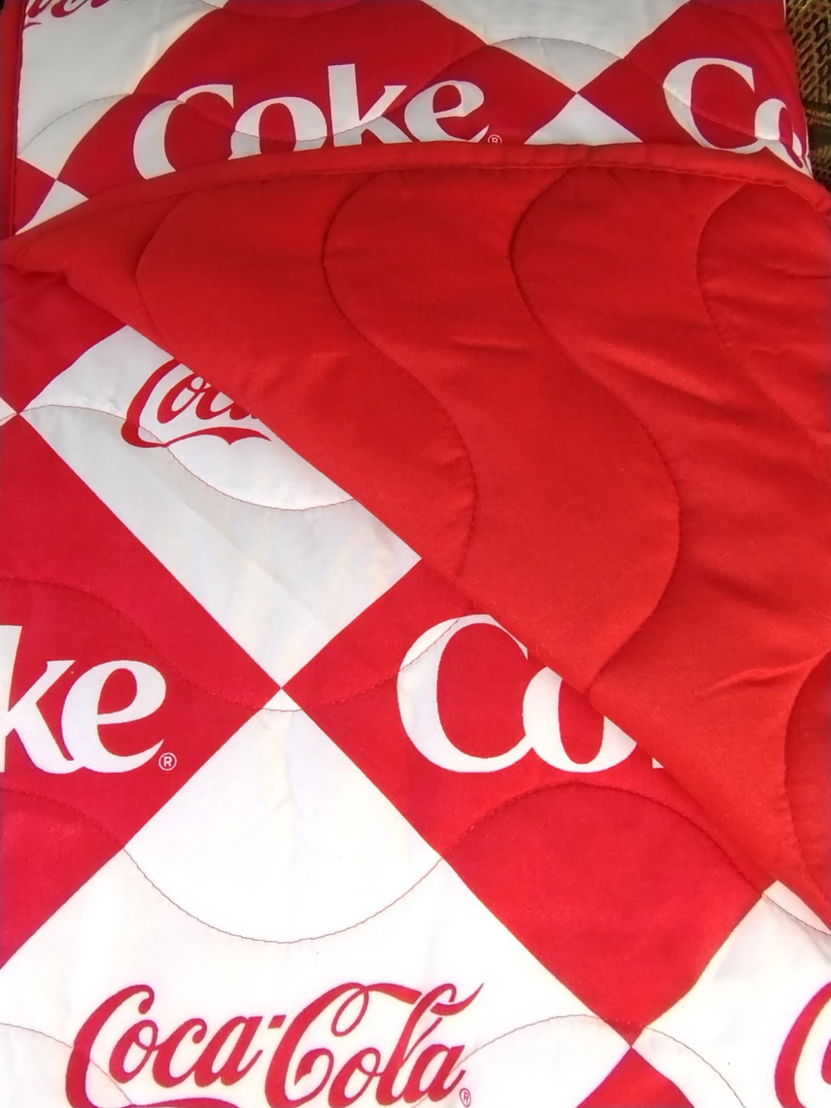 NEW Coca-Cola Reversible Twin Quilt Red White Coke Logo Bedding Blanket 66x86' gallery