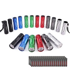 EverBrite 18-Pack Mini LED Flashlight Black, Blue, Gray, Green, Red, Silver