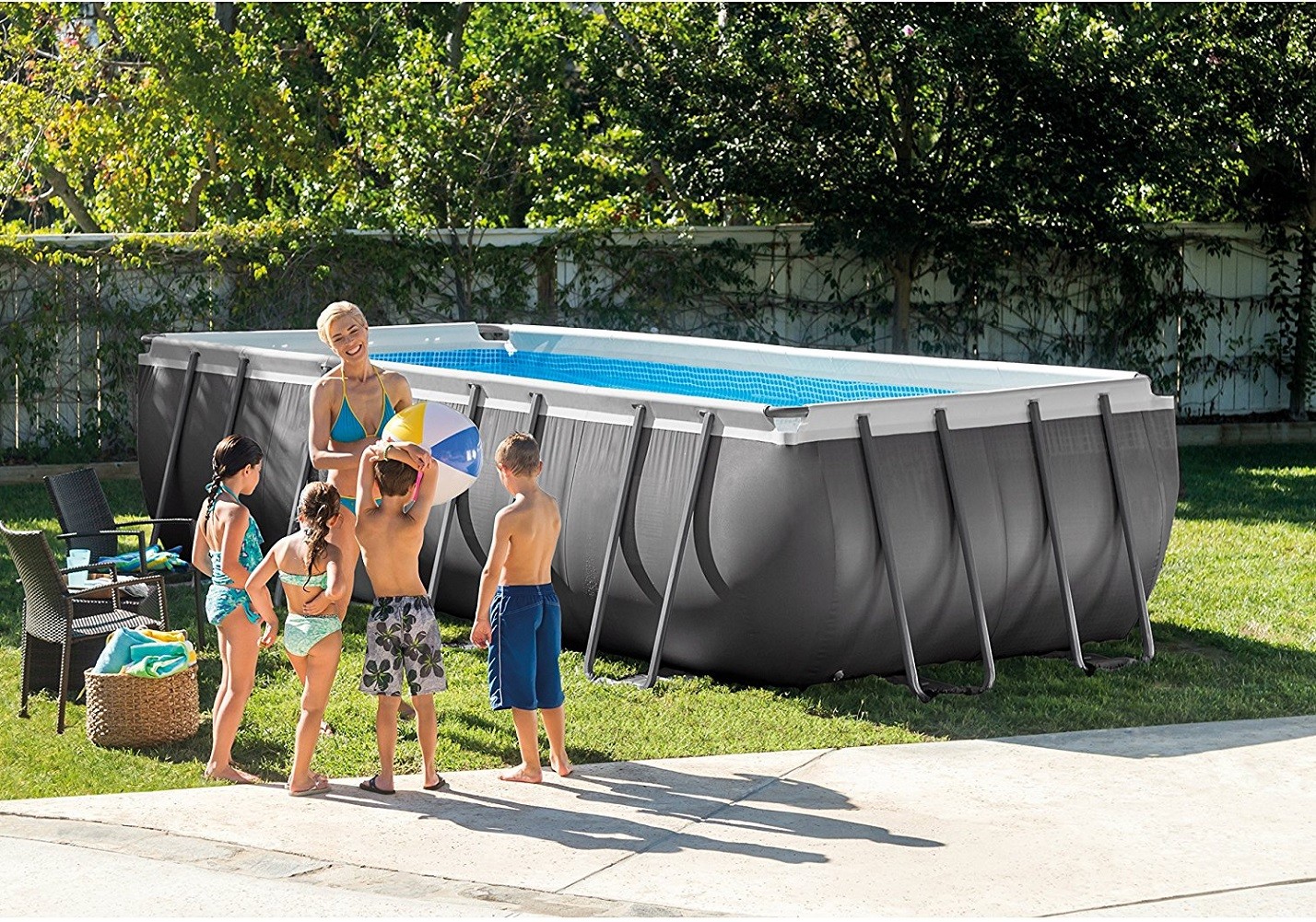 Intex 18ft X 9ft X 52in Rectangular Ultra Frame Pool Set gallery