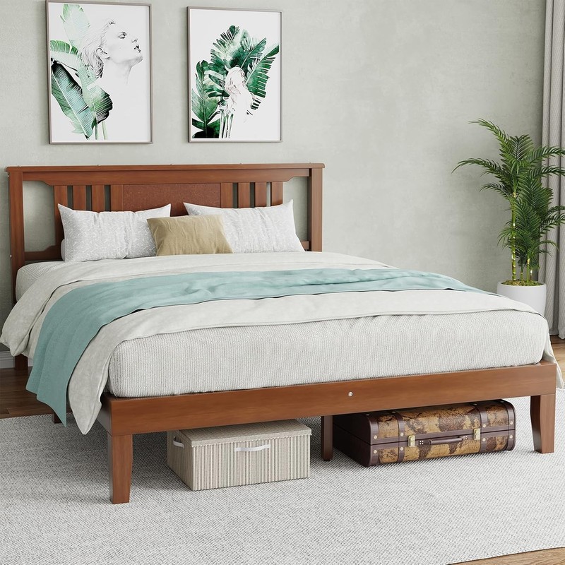 DUMOS HOME Solid Wood Bed Frame with Headboard,Heavy Duty Pine Wood Bed Frame gallery