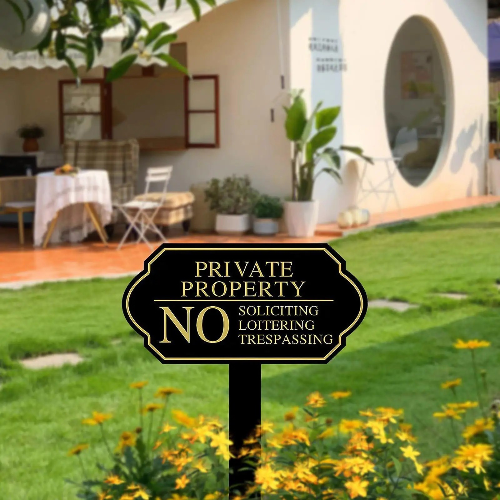 No Soliciting Sign for House with Stake, Easy to Install, Metal Yard Warning Sig gallery