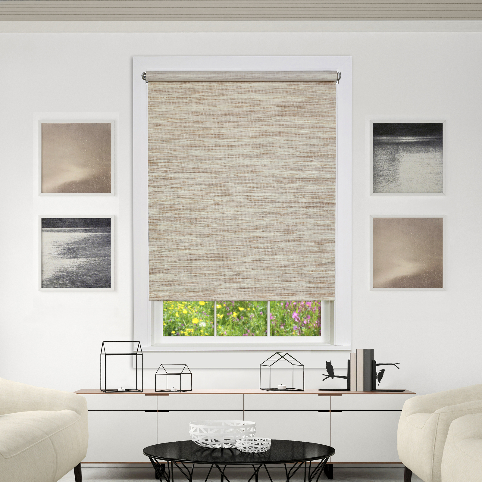 Light Filtering Woven Natural Cordless Privacy Jute Windows Shade, Natural gallery