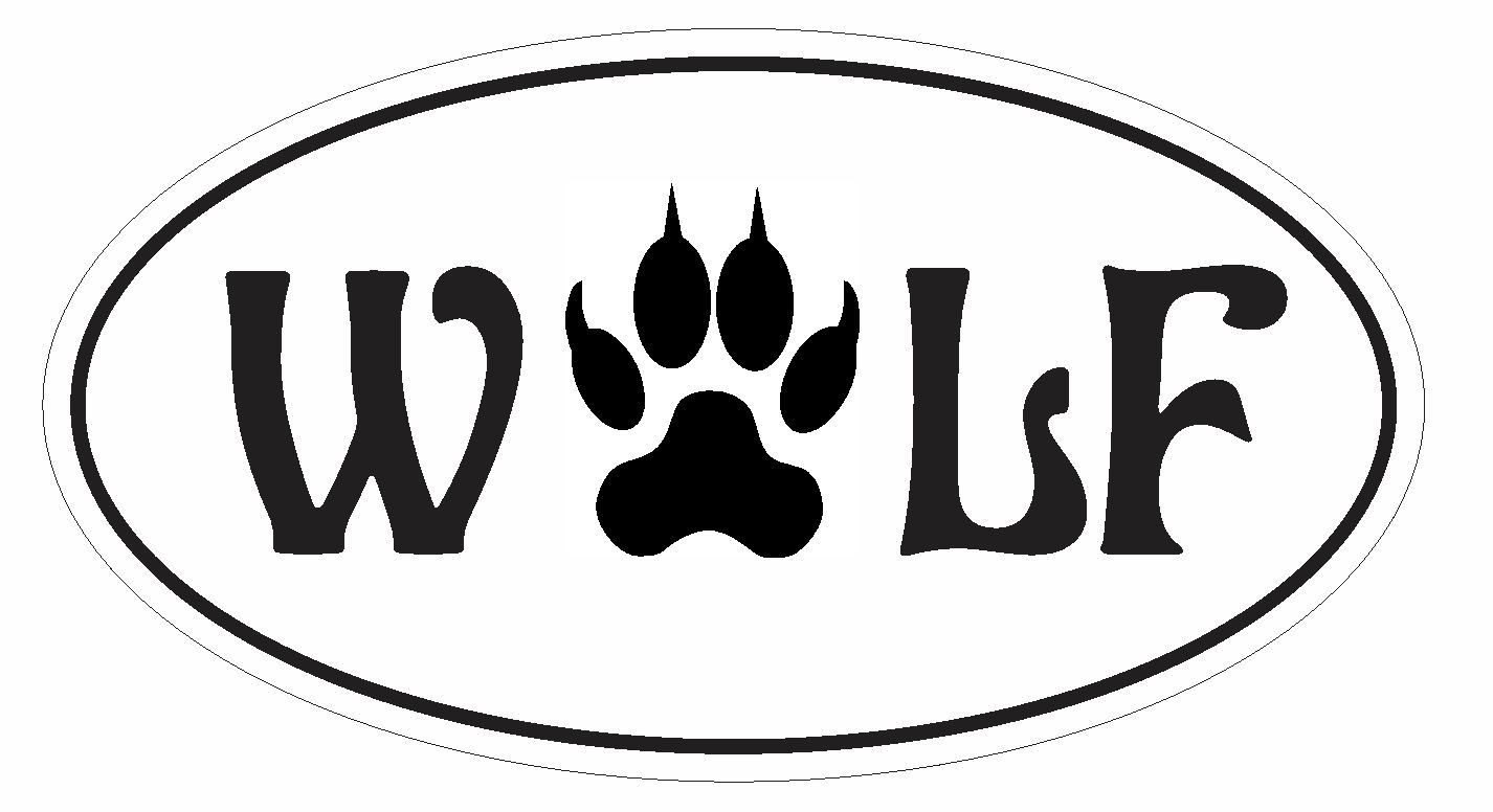Wolf Paw Oval Bumper Sticker or Helmet Sticker D2997 Euro Oval gallery