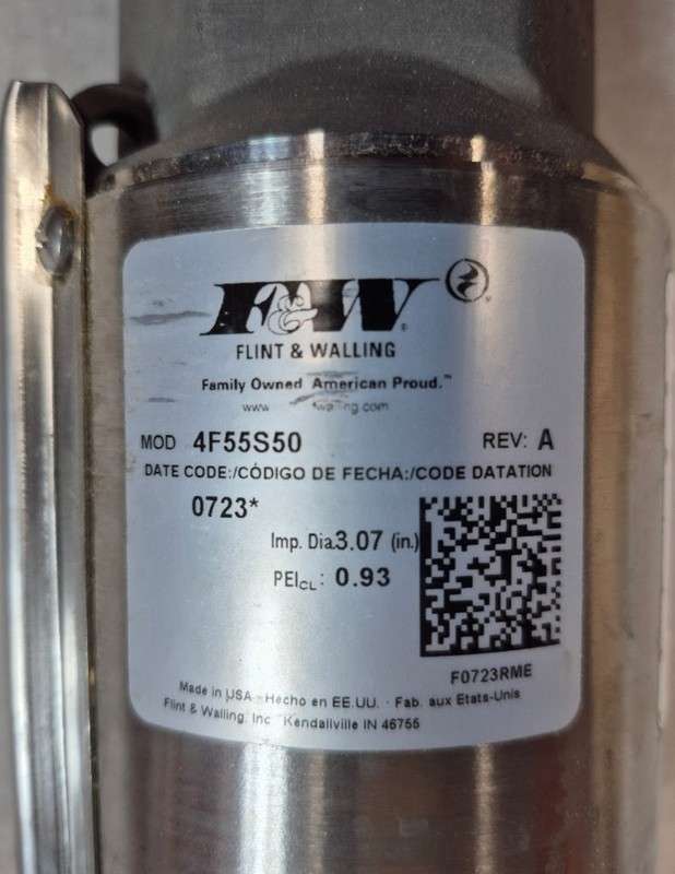 Flint & Walling 4F55S50 Submersible Pump End 5HP 55GPM Commander Plus 4" New gallery