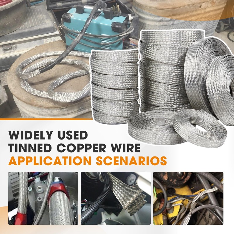 SUNNAREPOON Tinned Copper Wire Shielding Sleeve, 1/4inch - 12ft, Silver gallery