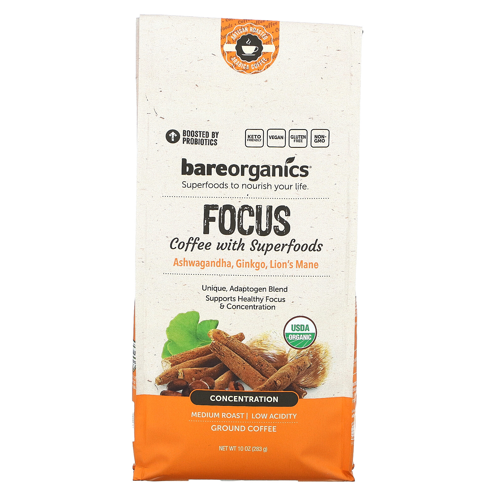 Focus Coffee With Superfoods, Ground, Medium Roast, 10 oz (283 g) gallery