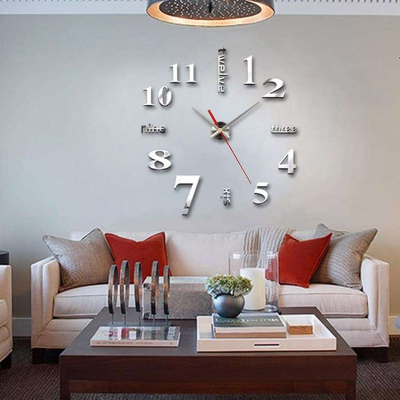 3D Modern DIY Large Wall Clock Mirror Surface Sticker Home Art Design Decor gallery