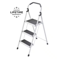 3-Step Steel Lightweight Step Stool Ladder 225 lbs. Load Capacity Type II Rating