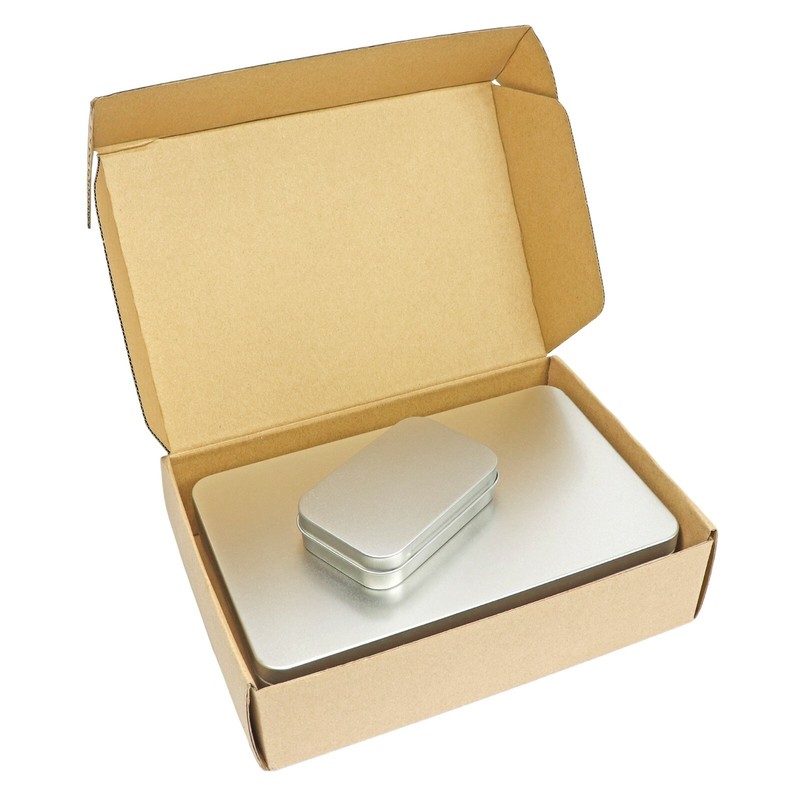Large Silver Metal Rectangular Empty Tin Box Containers Storage Organization gallery