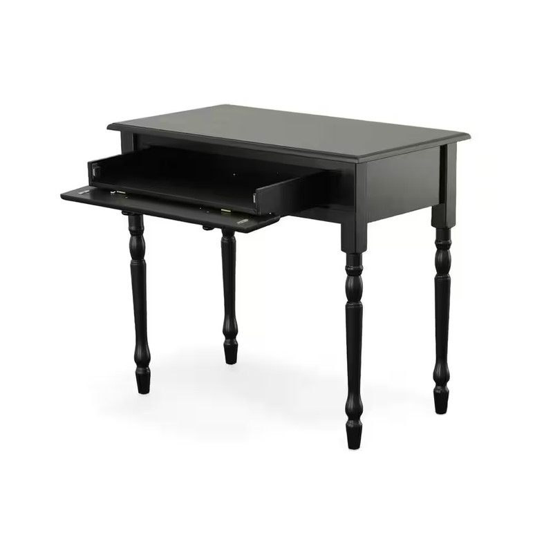 34 In. Rectangular Antique Black Writing Desk with Keyboard Tray gallery