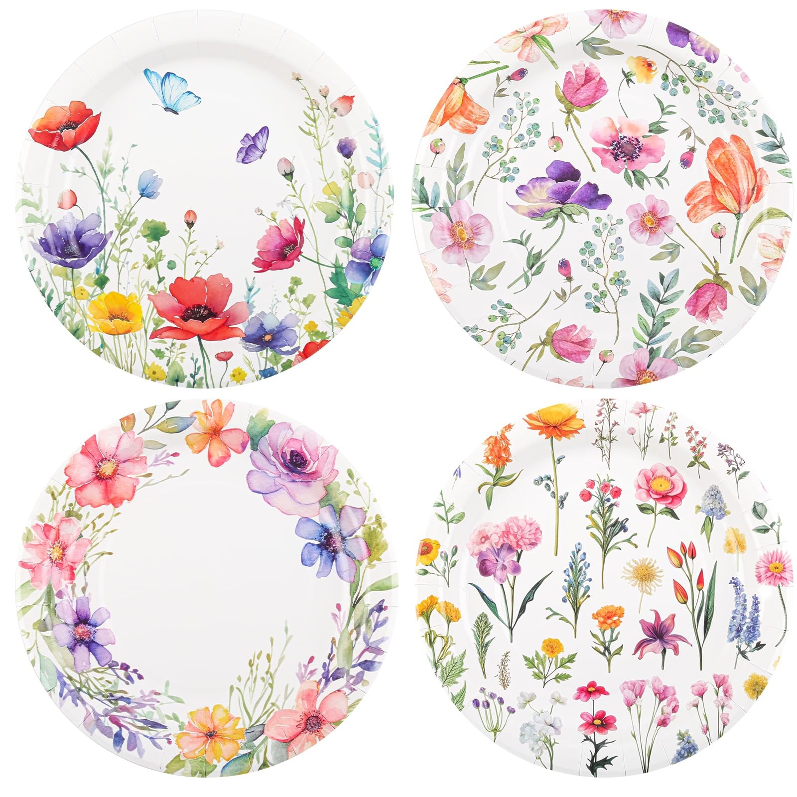 80Pcs Wildflower Paper Plates Disposable Wild Floral Party Plates 9 Inch Spri... gallery