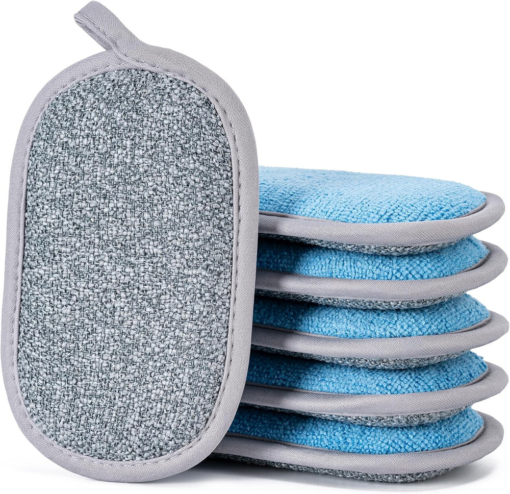 Dual-Sided Multi-Purpose Scrub Sponges, Non-Scratch Dishwashing Sponges for Kitc