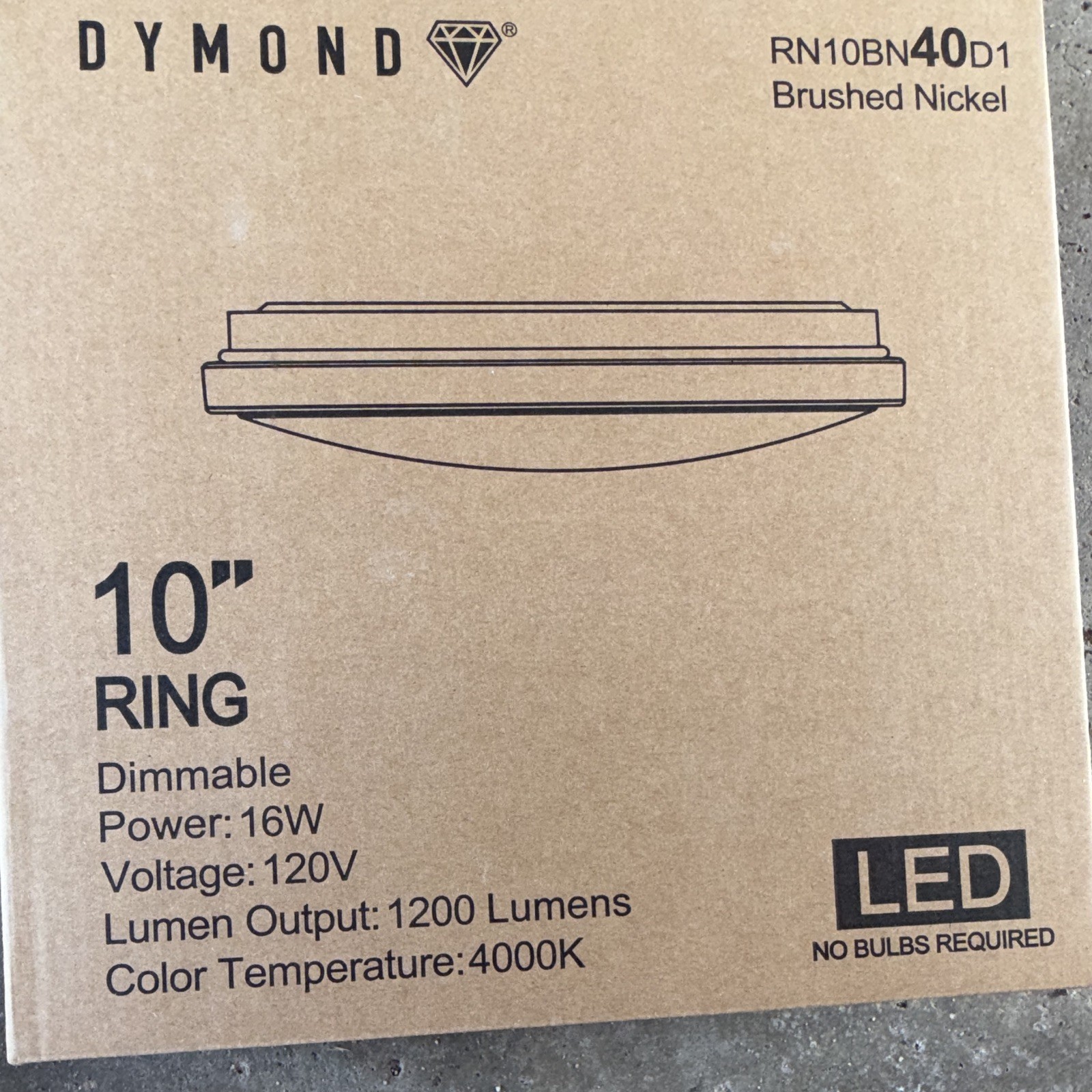 DYMOND 10in LED Dimmable Oyster Ceiling Light Brushed Nickel 4000K 1200lm gallery