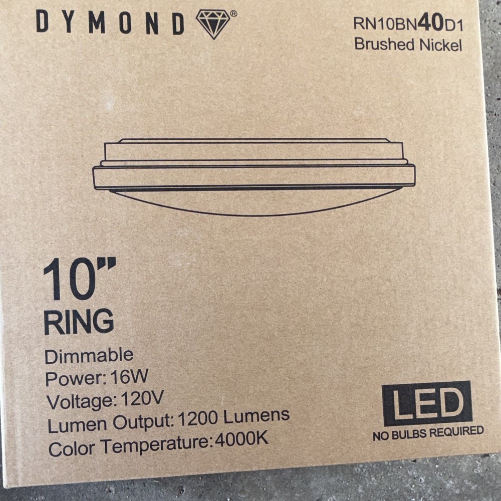 DYMOND 10in LED Dimmable Oyster Ceiling Light Brushed Nickel 4000K 1200lm