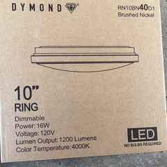 DYMOND 10in LED Dimmable Oyster Ceiling Light Brushed Nickel 4000K 1200lm