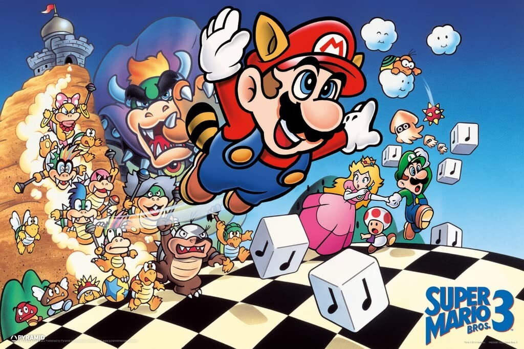 Super Mario Bros 3 Nintendo NES Platform Video Game Cover Wall Art Poster 12x18 gallery
