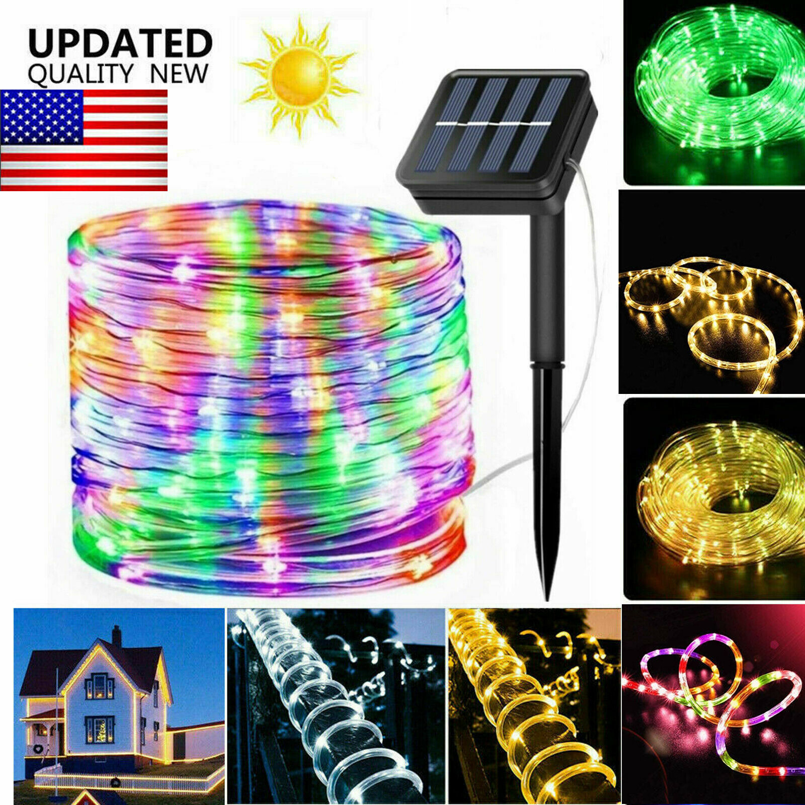 39FT 100LED Solar Rope Tube Lights String Fairy Strip Outdoor Garden Waterproof gallery