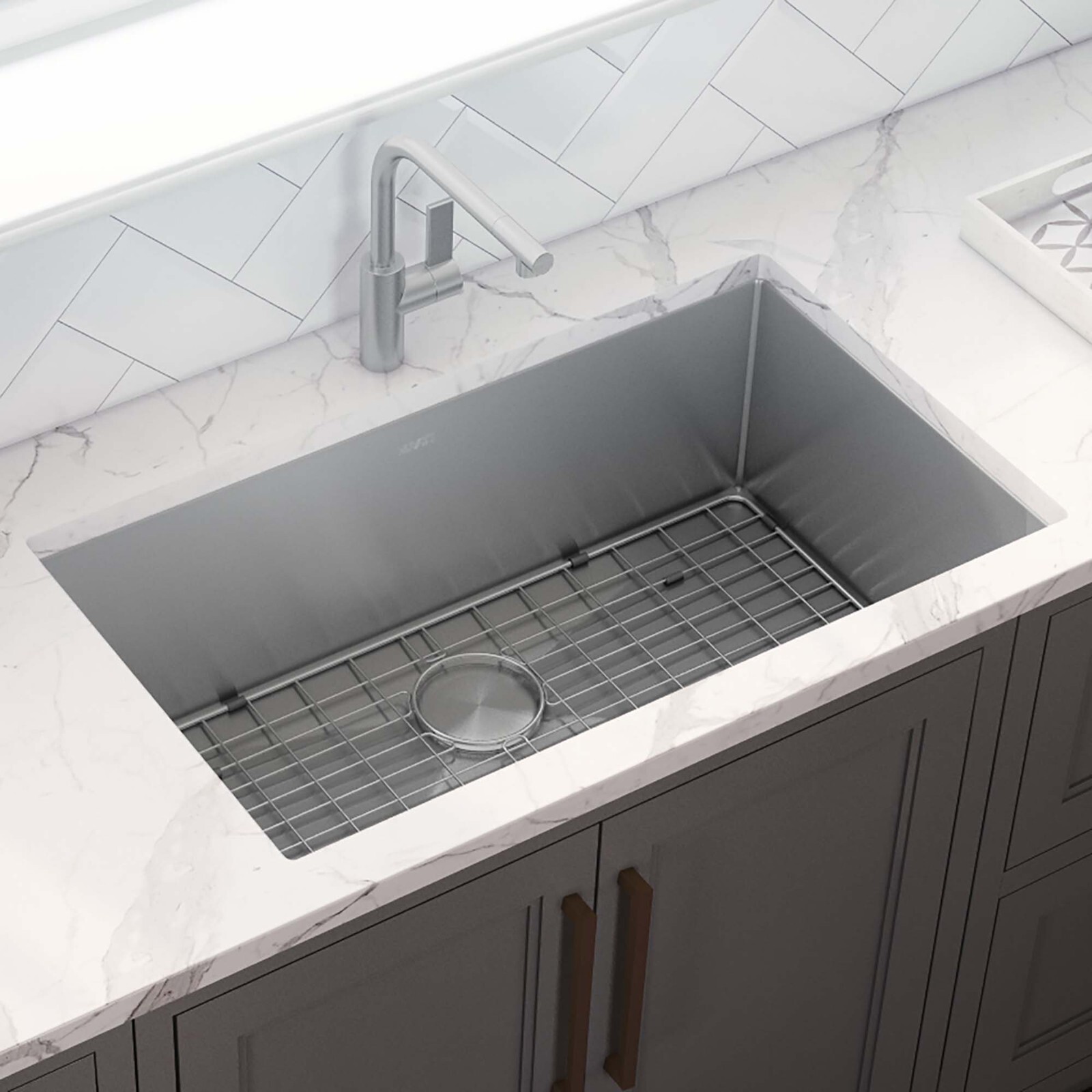 Ruvati 35-inch Undermount 16Gauge Rounded Corners Large Kitchen Sink – RVH7466 gallery