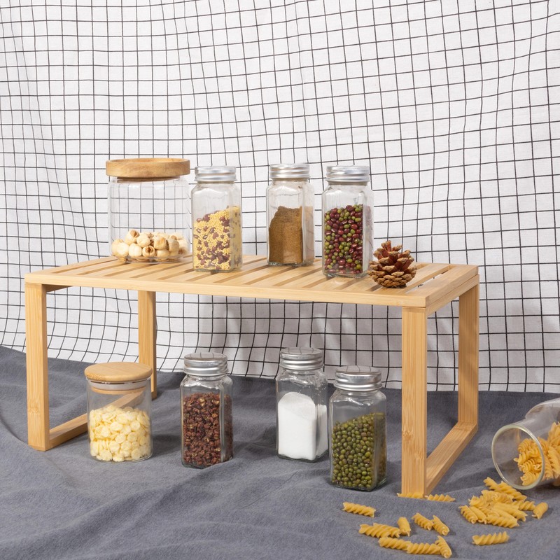 BH&G Natural Bamboo Stackable Shelf 16×10×1.18in Easy Assembly gallery
