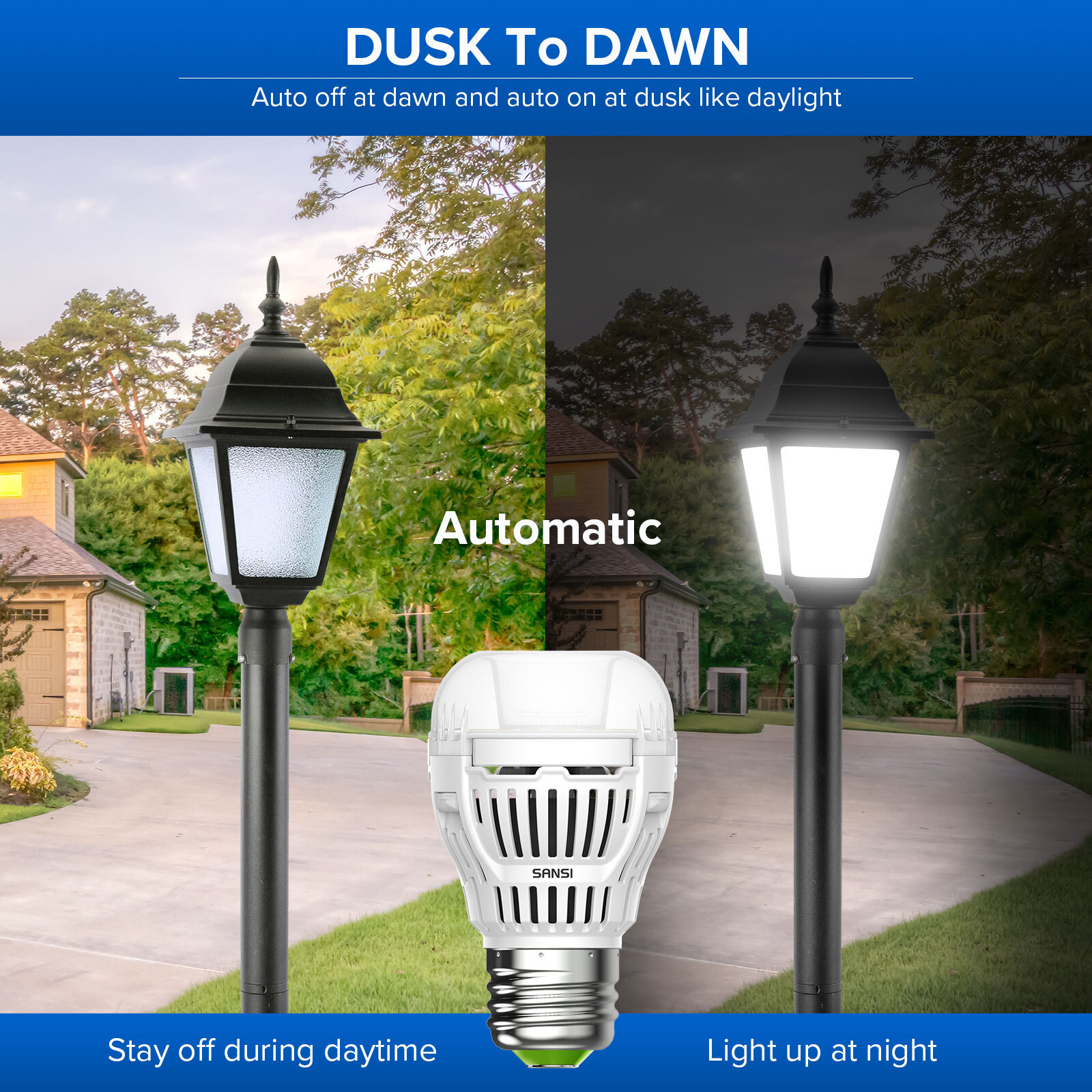 4Pack 800LM LED Light Bulb Dusk To Dawn A15 8W 60W Equiv. 5000K Daylight Outdoor gallery