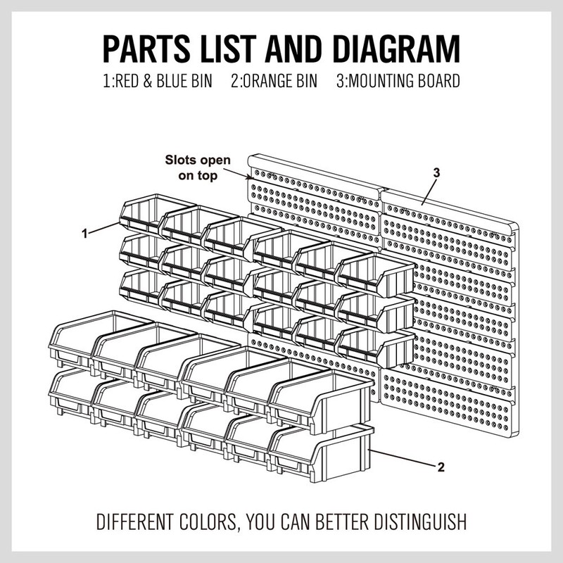 Wall Mounted Storage Bins Parts Rack 30 Bin Organizer Garage Plastic Shop Tool gallery