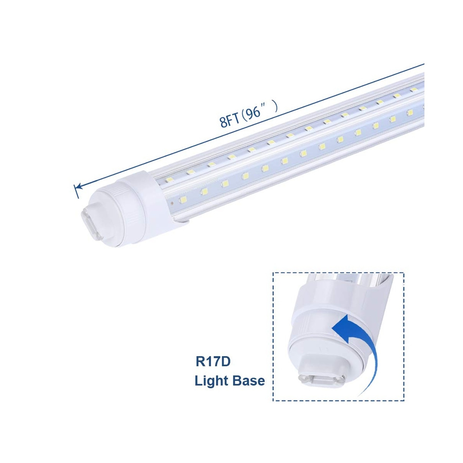 R17d Rotatable HO base V shaped 65W 8 Foot Led Lulbs Double Row,Need Bypass B... gallery