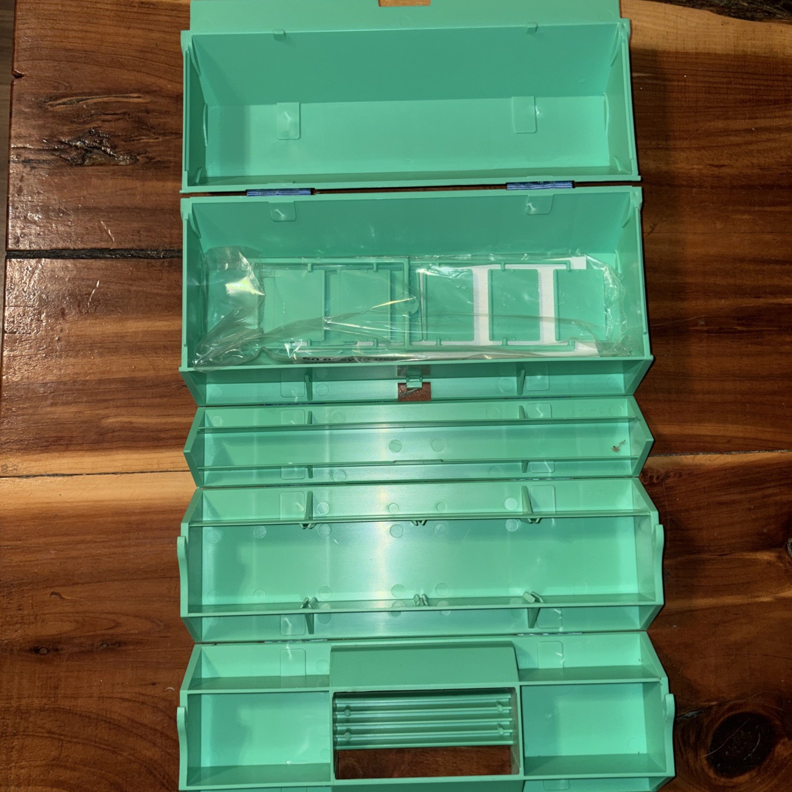 Vintage Rolykit Green Blue Tool Box Craft Fishing Sewing Organizer Portable gallery