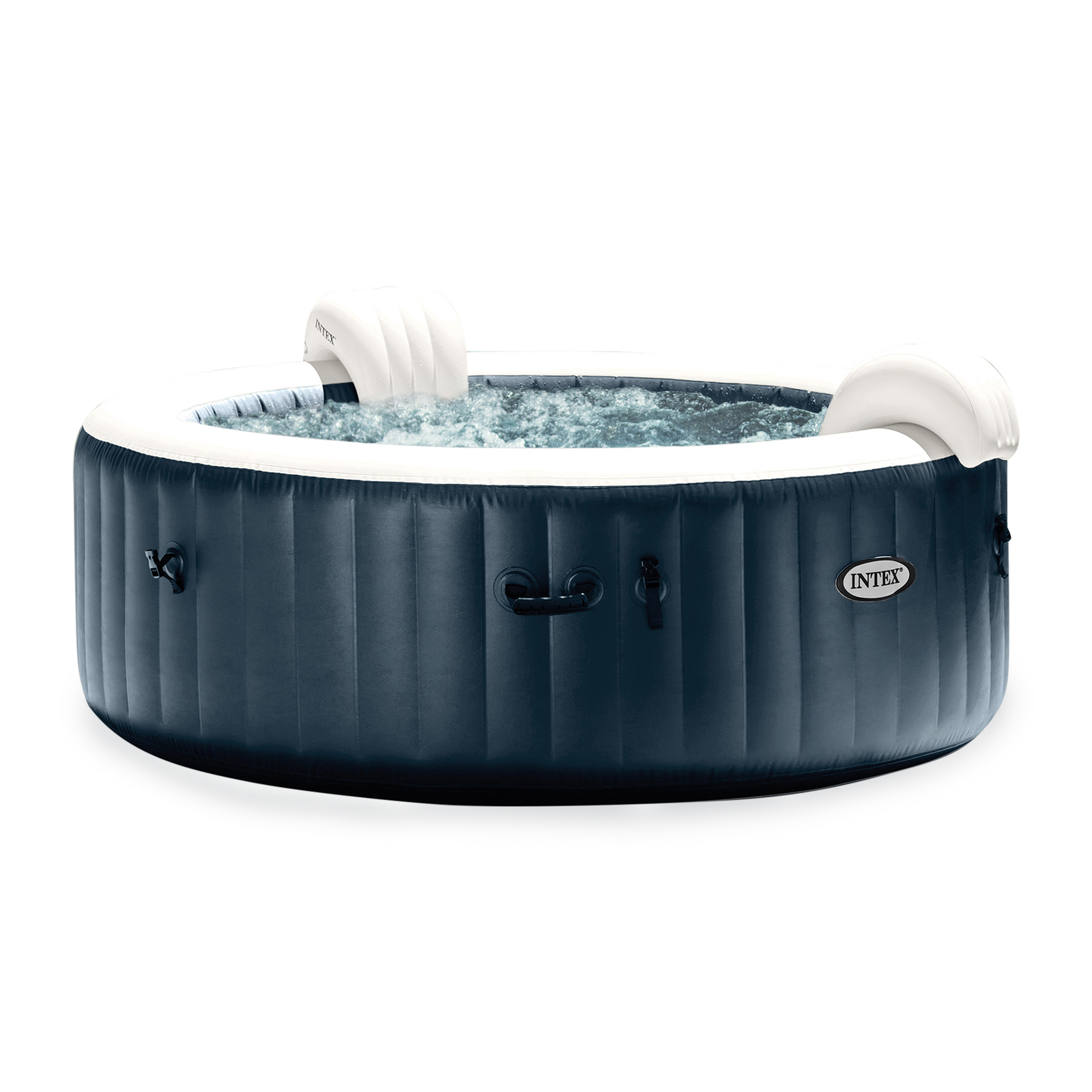Intex PureSpa Plus 6 Person Inflatable Round Hot Tub Set with 170 AirJets, Blue gallery