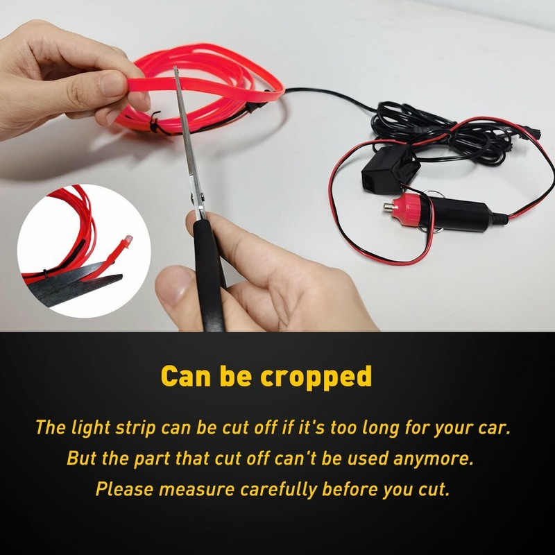 Universal Car LED Wire String Strip Interior Decorative Atmosphere Light Red 5M gallery