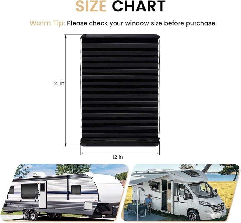 Thin Shade Ready RV Entry Door Window Lippert Prepped 12''x21'' Pleated Blinds gallery