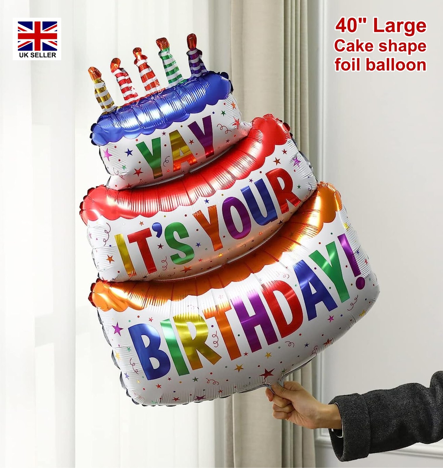 102cm Giant Happy Birthday Large Cake Balloons Rainbow Cake Balloon Jumbo Foil gallery