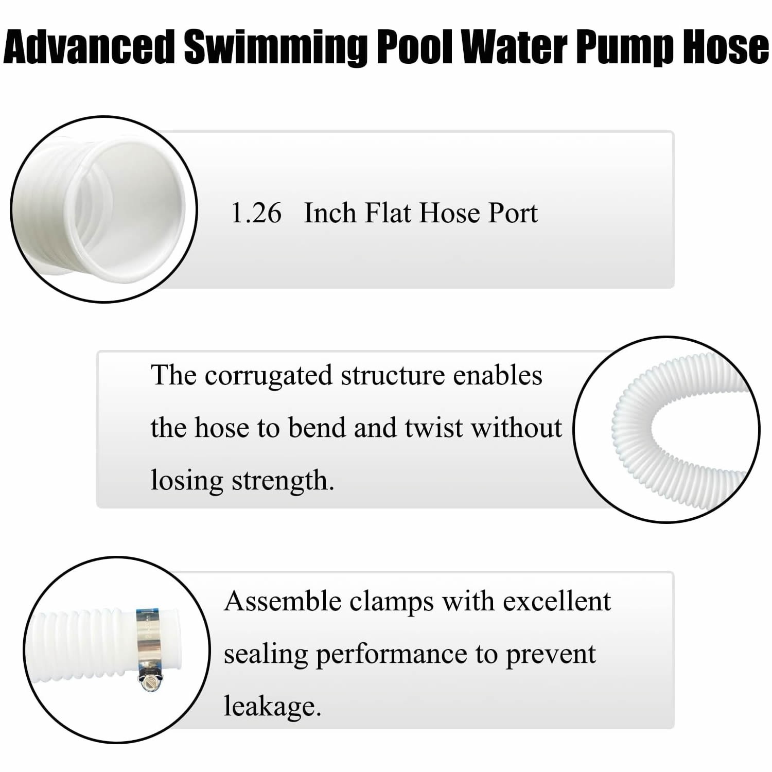 For 1.25 Inch Diameter Accessory Pool Pump Replacement Hose 59 Inch 2 Pack gallery