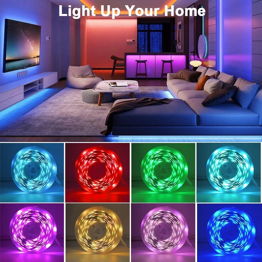RGB LED Strip Lights 5M 16.4FT USB Remote Color Changing Room TV Lights gallery