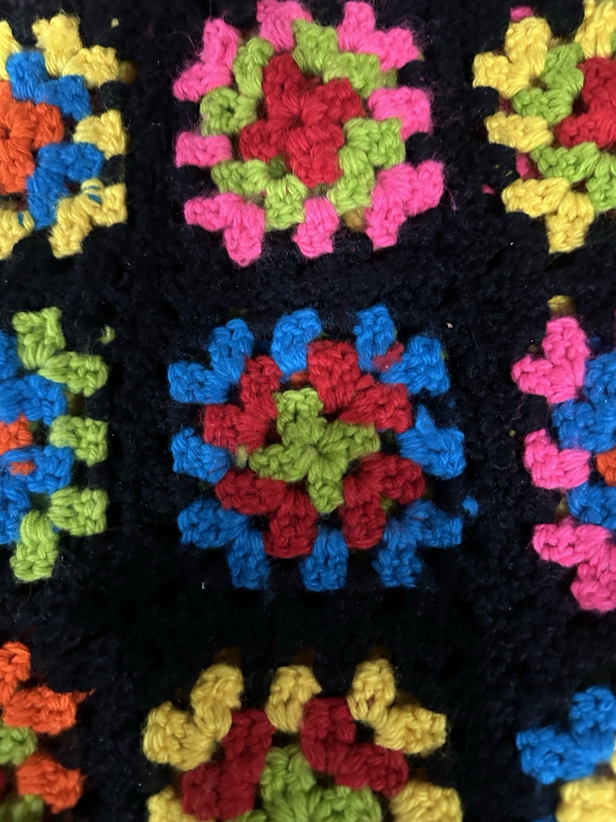 Hand made Crocheted Knit Afghan Throw Lap Blanket Approximately 32x42 gallery