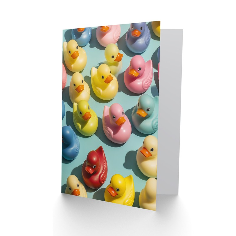 Rubber Ducks Ducky Colourful Pattern Modern Birthday Greeting Card gallery