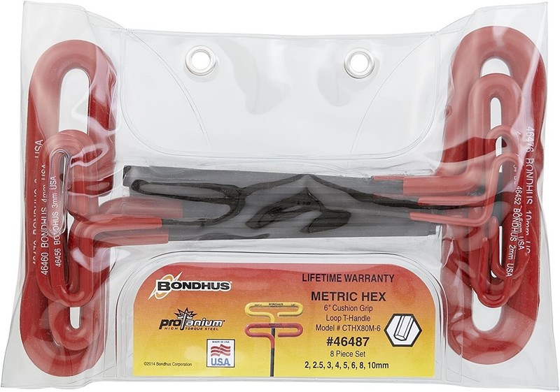 Bondhus Loop T Handle Hex Wrench Set Metric 2-10mm MADE IN USA 46487 T-Handle gallery